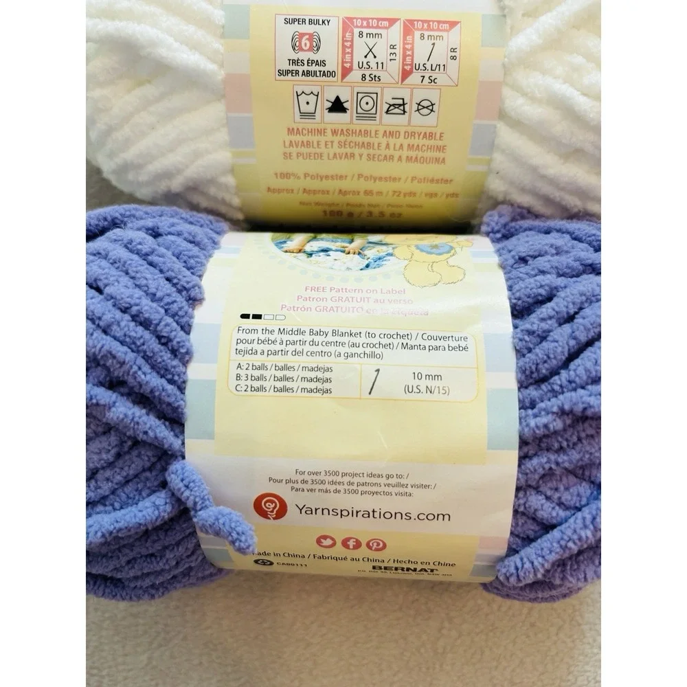 Bernat Baby Blanket Lot Of 4 New # 6 Bulky Wt Machine Wash Knit Crochet Crafts